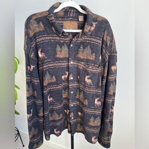 Legendary Whitetails Flannel Shirt Jacket Shacket Deer Logo Black Brown XL